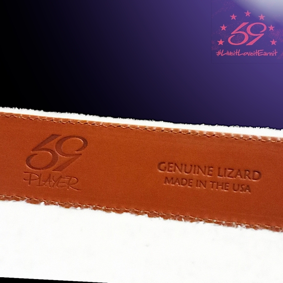 New 59 Belts | Customizable Handmade Genuine Lizard Belt | 40" Ivory | Made USA - Picture 10 of 16